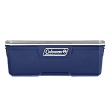 HIELERA COLEMAN 150 QT, TAPA CON MOLDE PORTAVASOS Y ASAS, AZUL C/ GRIS
