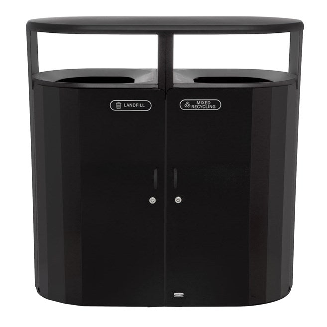 CONTENEDOR DOBLE FLUJO RESIST PARA BASURA Y RECICLAJE, 66 GAL
