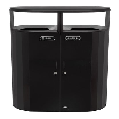 CONTENEDOR DOBLE FLUJO RESIST PARA BASURA Y RECICLAJE, 66 GAL