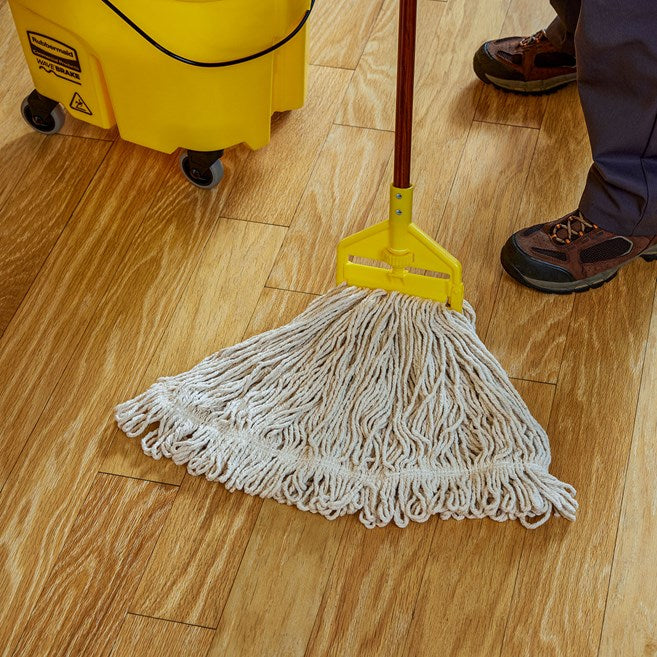 MOP HÚMEDO EXTRA GRANDE DE ALGODÓN VALUE PRO, EXTREMOS CORTADOS, BLANCO, 1"