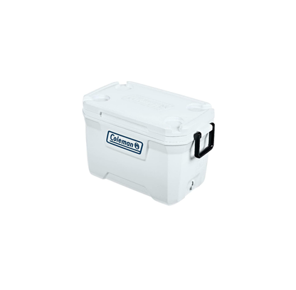 HIELERA CHILLER COLEMAN 52 QT, TAPA CON MOLDE PORTAVASOS, BLANCO