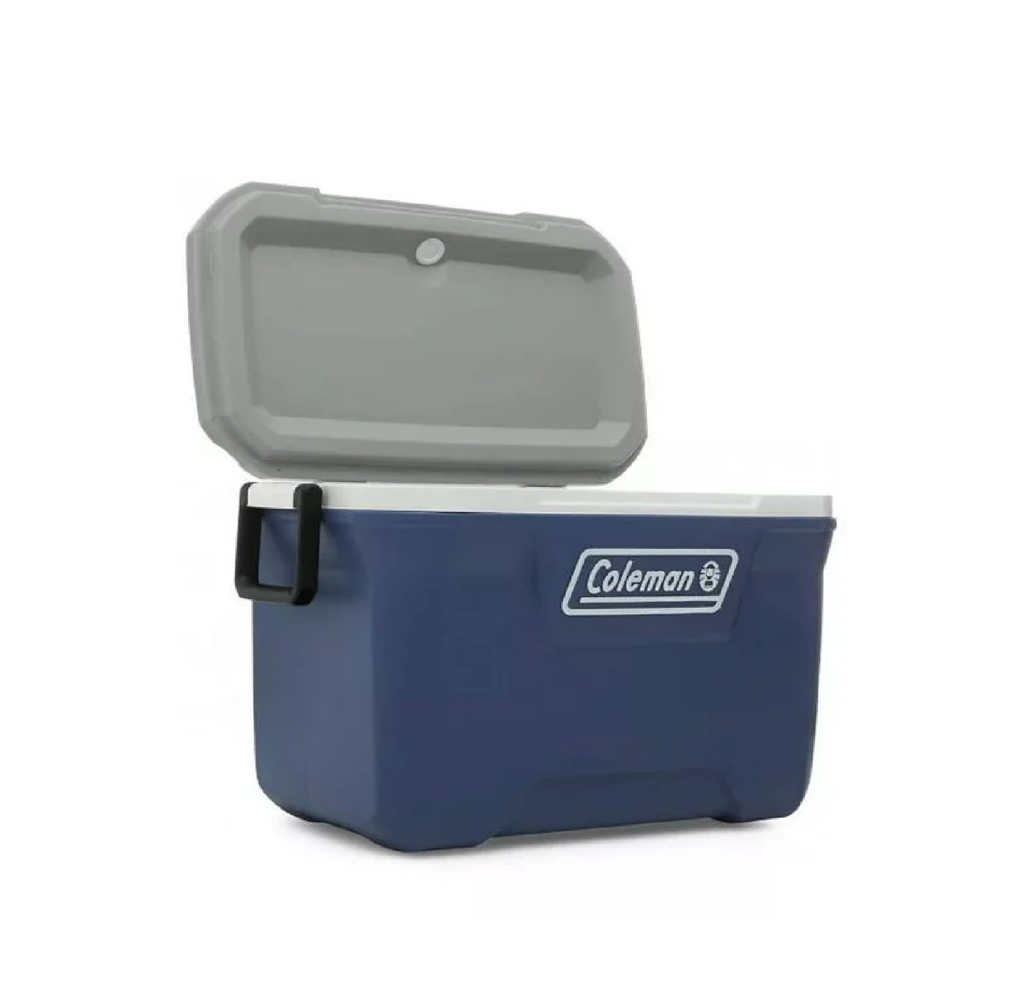 HIELERA COLEMAN 52 QT, TAPA CON MOLDE PORTAVASOS Y ASAS, AZUL C/ GRIS
