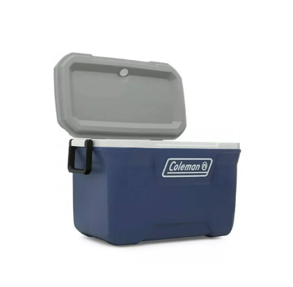 HIELERA COLEMAN 52 QT, TAPA CON MOLDE PORTAVASOS Y ASAS, AZUL C/ GRIS