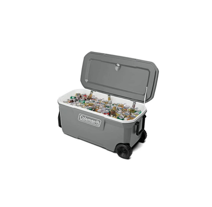 HIELERA ENFRIADOR COLEMAN 100 QT, CON LLANTAS Y ASA, GRANDE