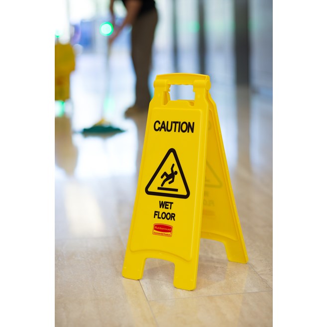 SEÑAL PARA PISO "CUIDADO PISO MOJADO", 2 CARAS, 26"
