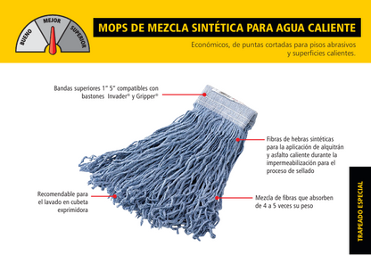 MOP MOJADO DE MATERIAL SINTÉTICO, DIADEMA 5", VERDE